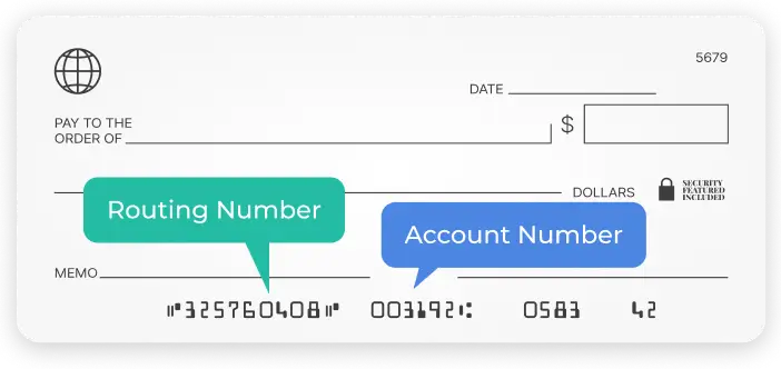 Where to find routing and account numbers on a check